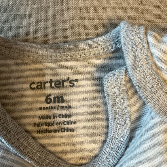 Carter's Light Gray Striped Bodysuit - Picture 4 of 5
